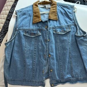 New Look Tan and Blue Denim Vest